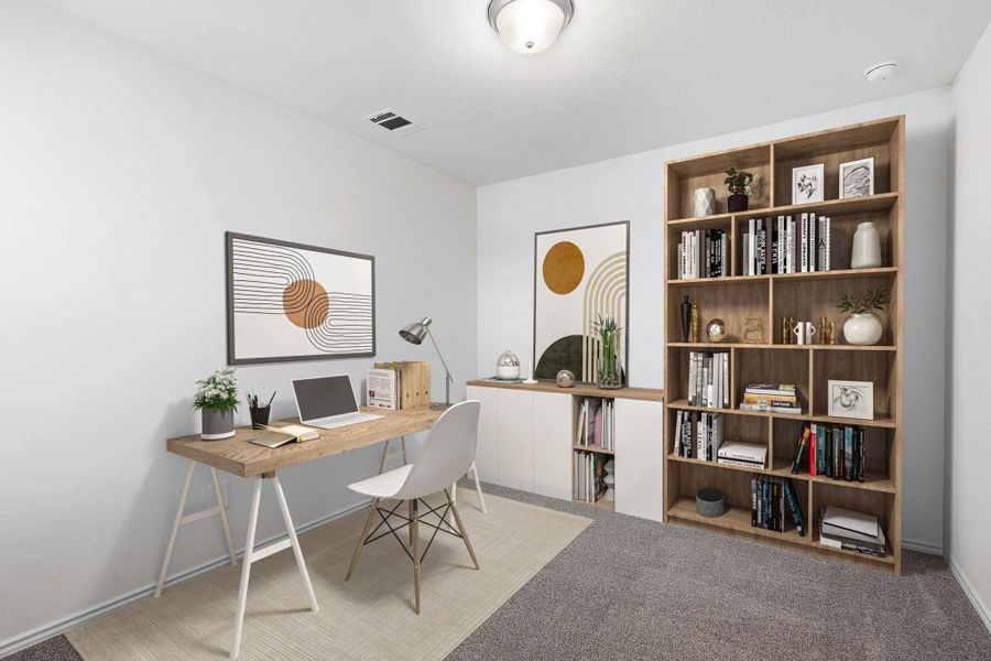 Integrated shelving unit featuring wood-finish construction and white cabinetry, accompanied by a dedicated desk area Integrated shelving unit featuring wood-finish construction and white cabinetry, accompanied by a dedicated desk area