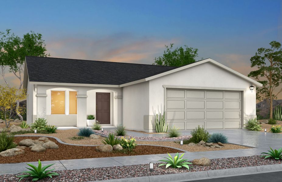 Representative exterior photo of a completed home built from the Harrison by View Homes in Rancho Desierto Bello, Horizon City, TX (Image 1).