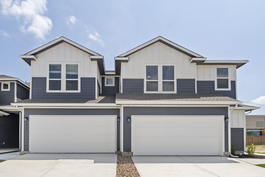 Front exterior of a new home in Center 45, Round Rock, TX, highlighting curb appeal (Image 20).