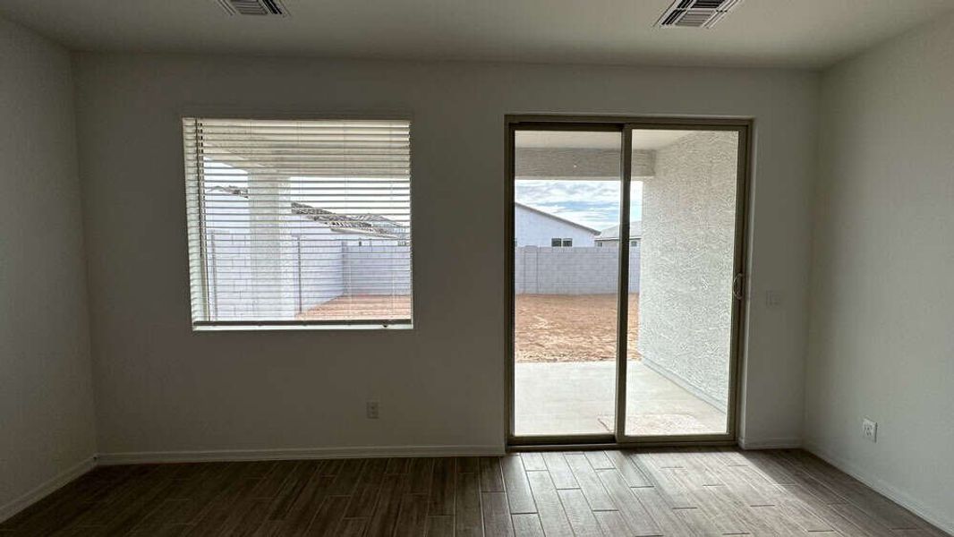 Sliding door to covered patio