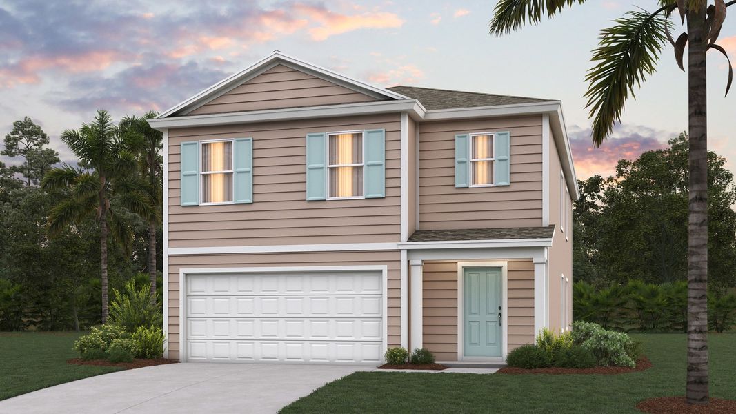 Representative exterior photo of a completed home built from the ROBIE by D.R. Horton in The Arbors, Jacksonville, FL (Image 1).