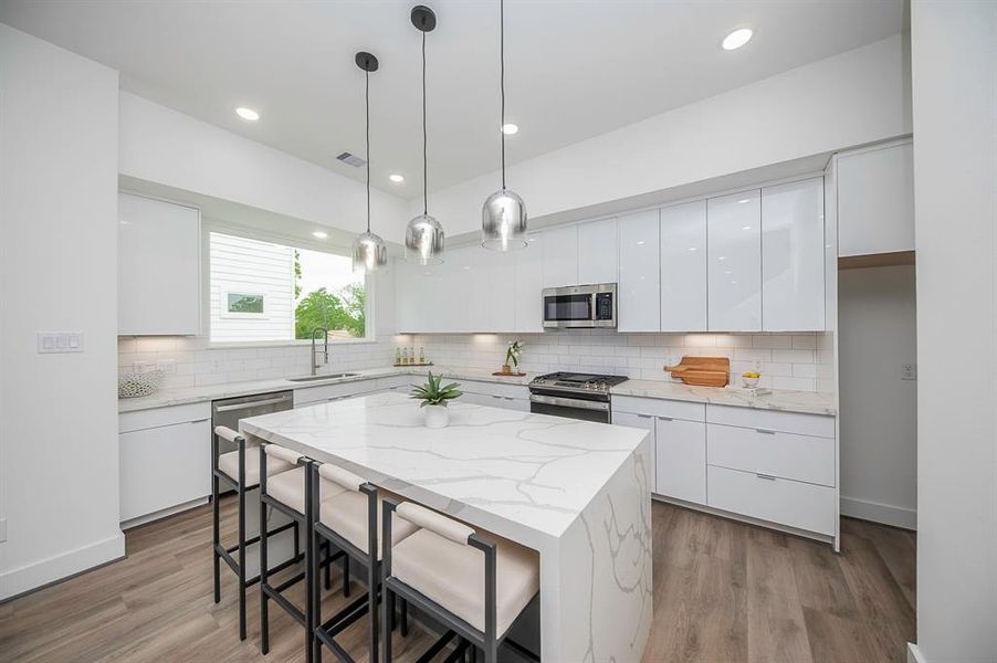 Waterfall kitchen island