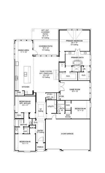 2D floor plan layout of this home in Valencia 60', Manvel, TX (Image 3).