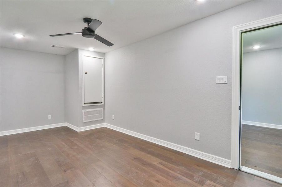 Bonus room attached to the garage is climate controlled with separate HVAC system; this space would be a great home office, home-school area, man cave or workshop.