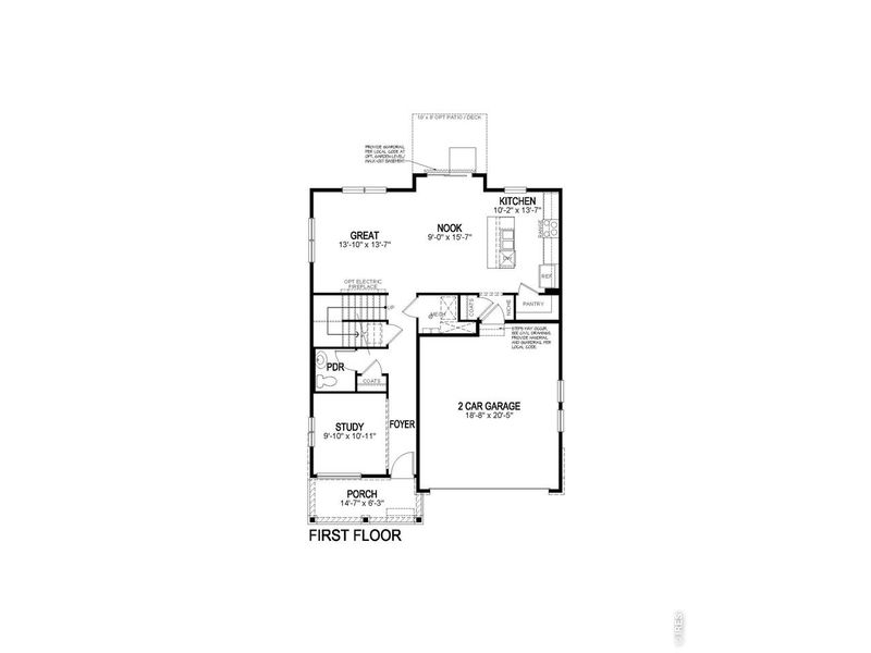 2D floor plan layout of this home in Fossil Creek Ranch, Windsor, CO (Image 2).