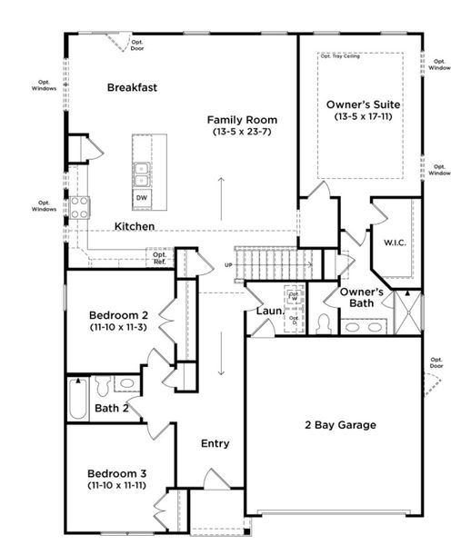 2D floor plan layout for the Cooper 3 by DRB Homes in Iris Meadows, Moore, SC (Image 3).