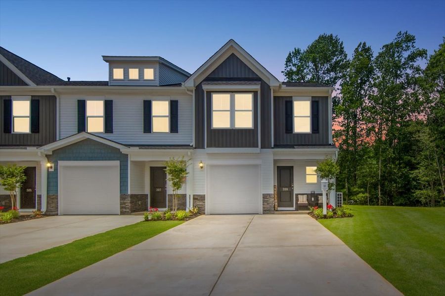 Front exterior of a new home in Meece, Easley, SC, highlighting curb appeal (Image 27).