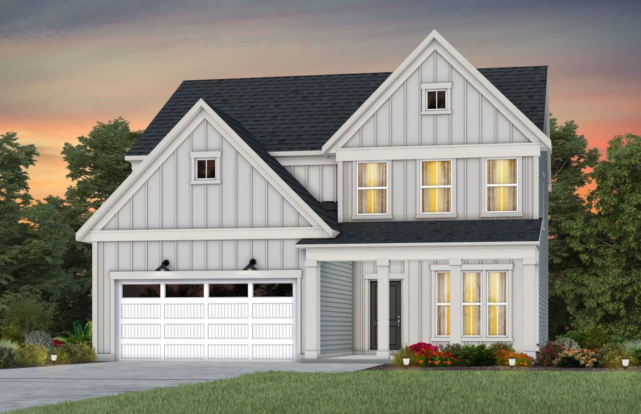 Front exterior of a new home in Kinsdale, Lancaster, SC, highlighting curb appeal (Image 19). Front exterior of a new home in Kinsdale, Lancaster, SC, highlighting curb appeal (Image 19).