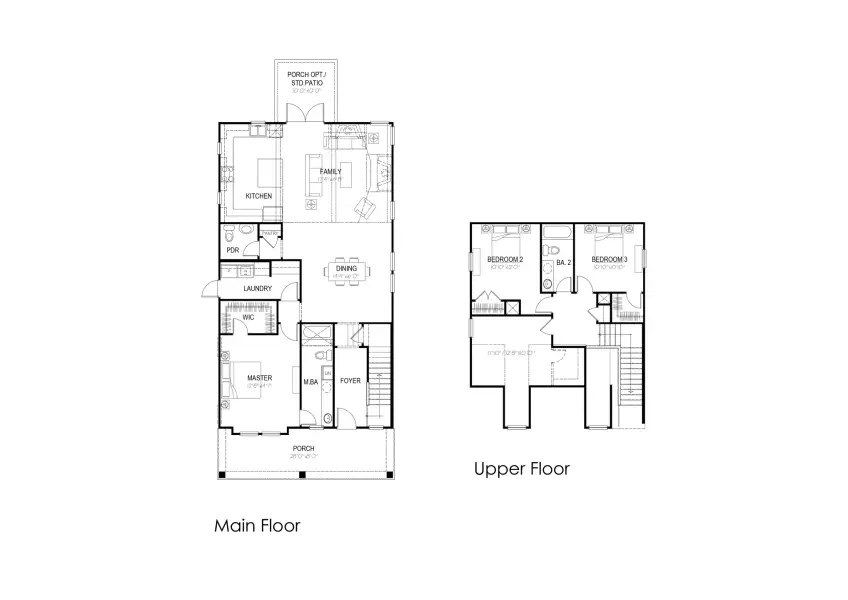 2D floor plan layout for the Madison by Hunter Quinn Homes in Church Creek Reserve, Johns Island, SC (Image 3).