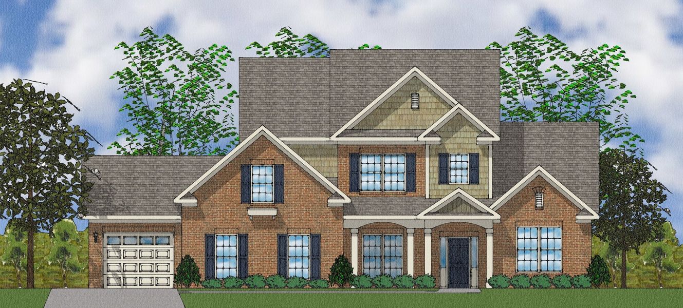 Representative exterior photo of a completed home built from the Bridges II - Elite Collection by Mungo Homes in Suter Estates, Easley, SC (Image 3).