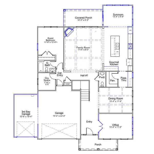 2D floor plan layout of this home in Meadows at Four Mile, Conway, SC (Image 4).