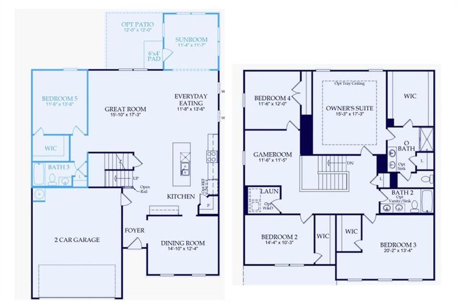 2D floor plan layout of this home in Berkeley Mill, Cumming, GA (Image 4).