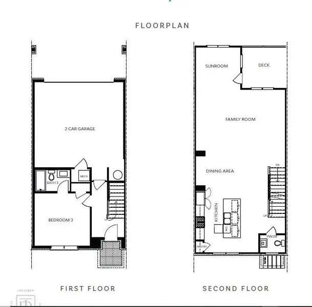 2D floor plan layout of this home in Waterside Townhomes, Peachtree Corners, GA (Image 4).