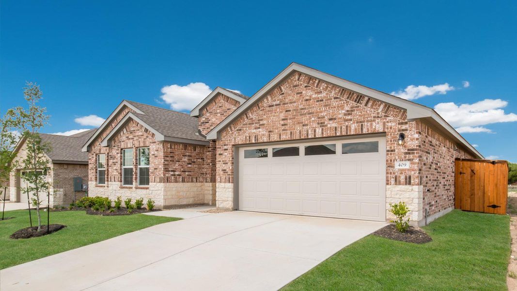 Front exterior of a new home in Riverview, Georgetown, TX, highlighting curb appeal (Image 1). Front exterior of a new home in Riverview, Georgetown, TX, highlighting curb appeal (Image 1).