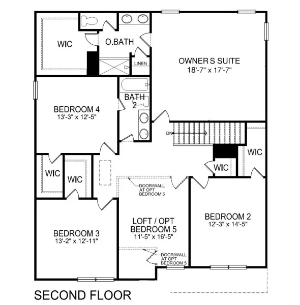 2D floor plan layout for the Wilmington by D.R. Horton in Lily Grove, Piedmont, SC (Image 5).