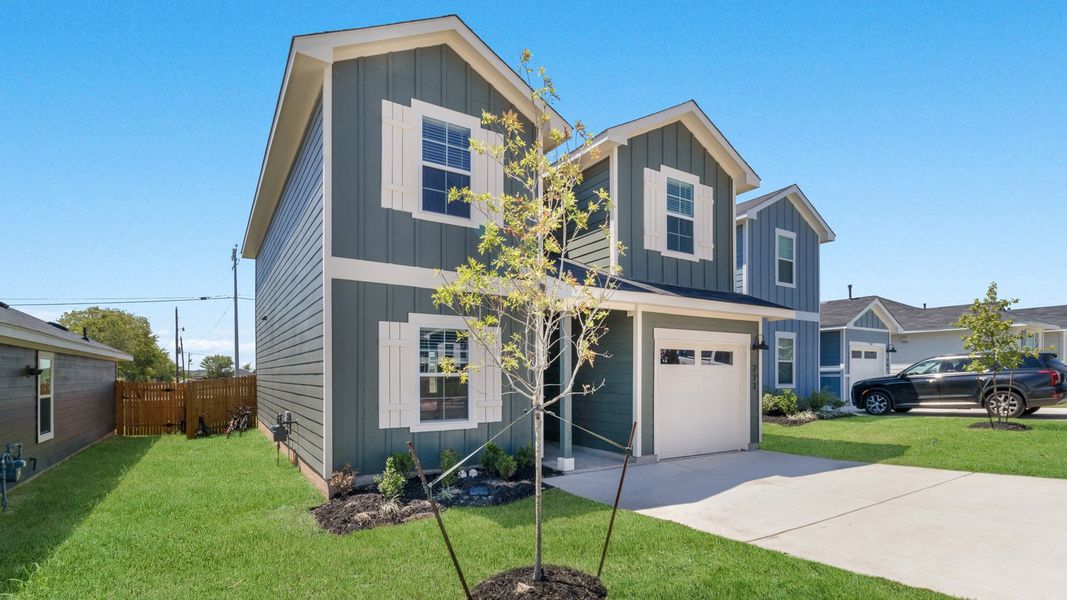 Representative exterior photo of a completed home built from the The Sage by D.R. Horton in Marigold, Kyle, TX (Image 2). Representative exterior photo of a completed home built from the The Sage by D.R. Horton in Marigold, Kyle, TX (Image 2).