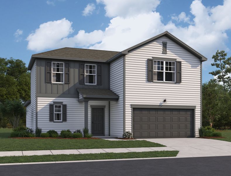 Representative exterior photo of a completed home built from the Hubble by Starlight Homes in Williams Landing, Waller, TX (Image 2). Representative exterior photo of a completed home built from the Hubble by Starlight Homes in Williams Landing, Waller, TX (Image 2).