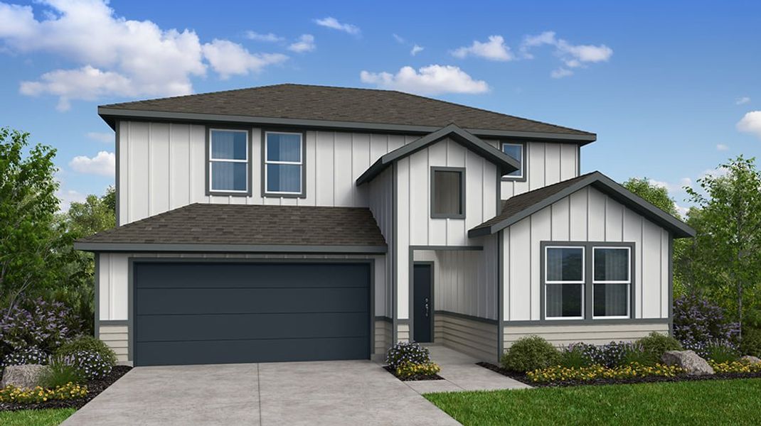 Representative exterior photo of a completed home built from the Sparrow by Taylor Morrison in Turner's Crossing 50s, Austin, TX (Image 25).