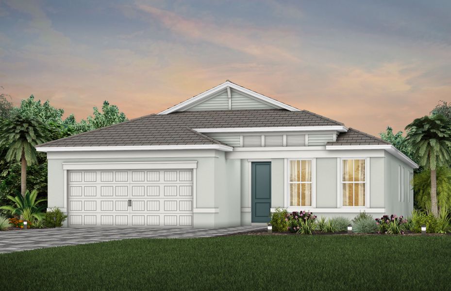 Front exterior of a new home in Costa Pointe, Vero Beach, FL, highlighting curb appeal (Image 2).