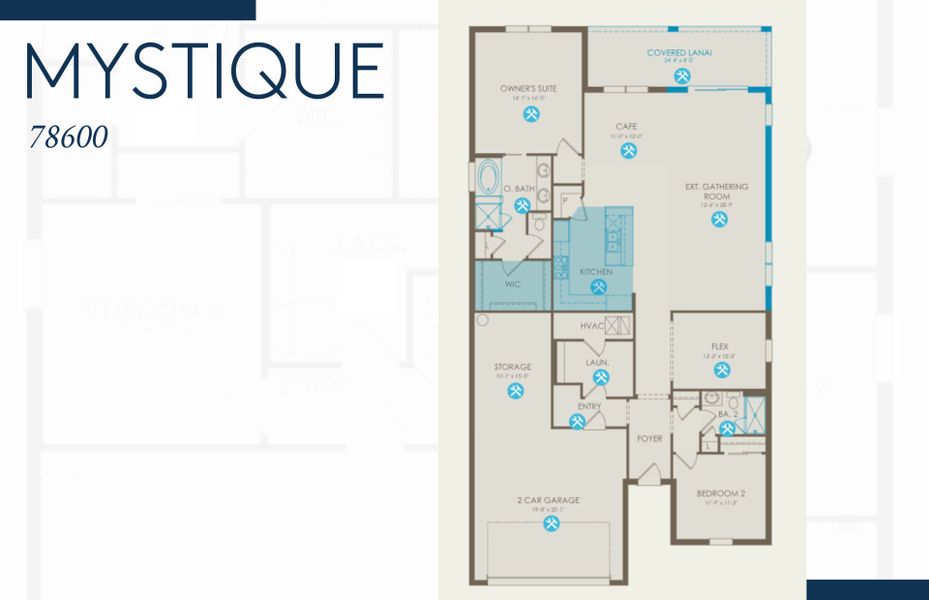 2D floor plan layout of this home in Del Webb Tradition, Port St. Lucie, FL (Image 3).