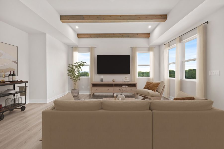 Representative furnished interior of a home built from the Plan by Beazer Homes in Gatherings® at GreenHouse: Greenhouse - 40' Active Adult, Marietta (Image 7). Representative furnished interior of a home built from the Plan by Beazer Homes in Gatherings® at GreenHouse: Greenhouse - 40' Active Adult, Marietta (Image 7).