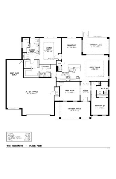 2D floor plan layout for the Ridgewood by Colen Built Development, LLC in On Top of the World Communities, Ocala, FL (Image 3).