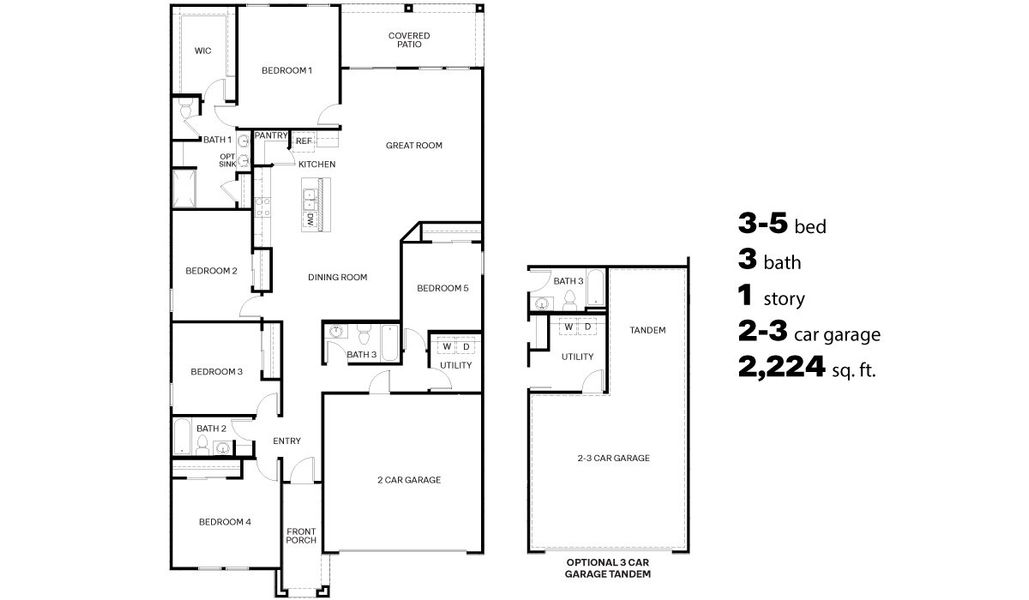 2D floor plan layout of this home in Barnett Village, Marana, AZ (Image 3).