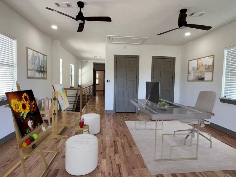 Virtually staged large flex space space could be used as an office, art, media, kid space or game room. Virtually staged large flex space space could be used as an office, art, media, kid space or game room.