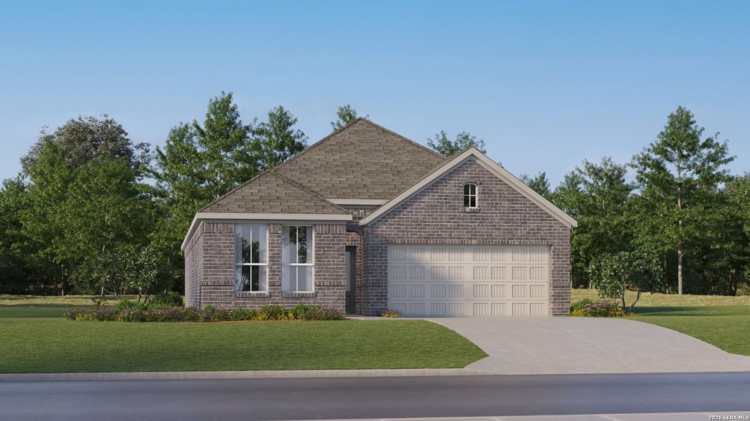 Front exterior of a new home in Voss Farms, New Braunfels, TX, highlighting curb appeal (Image 25). Front exterior of a new home in Voss Farms, New Braunfels, TX, highlighting curb appeal (Image 25).