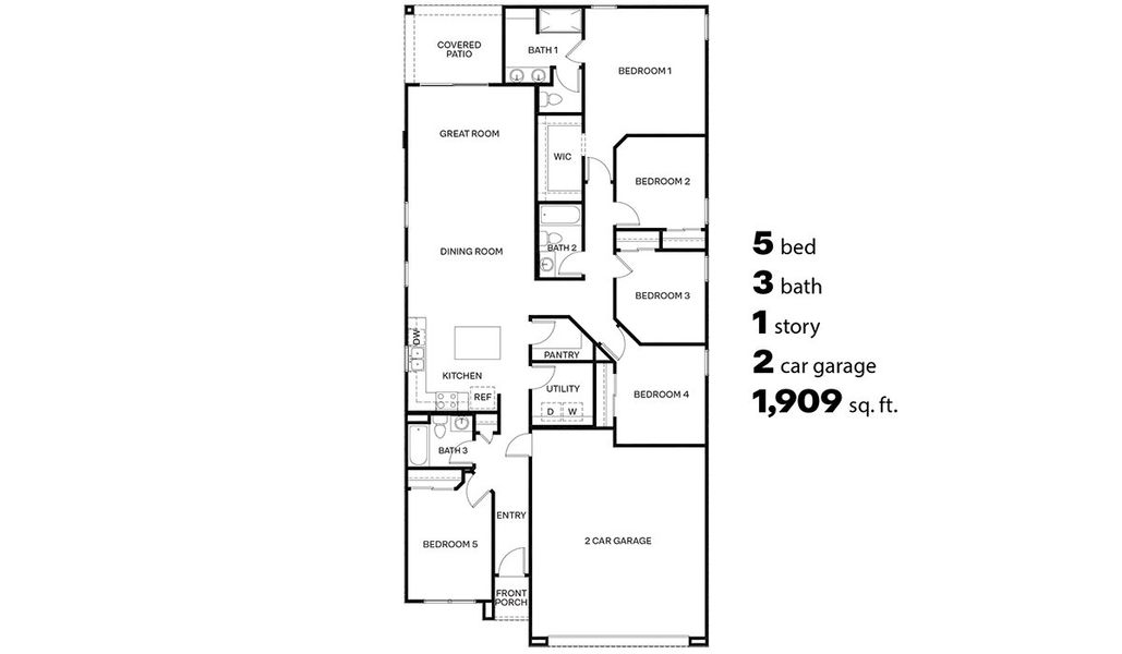 2D floor plan layout for the Parker - Plan 3542 by D.R. Horton in Saguaro Bloom, Marana, AZ (Image 3).
