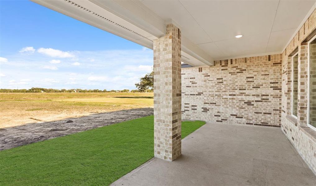 Covered patio in backyard