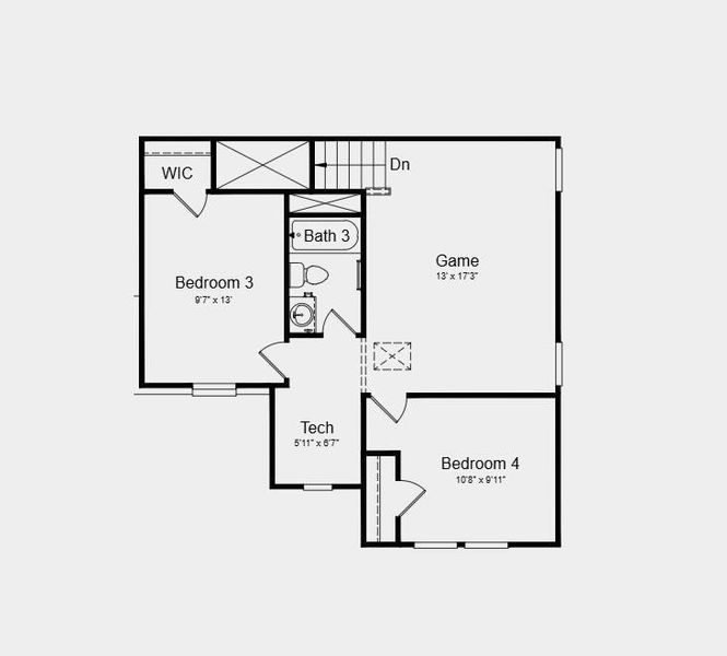 Second Floor Plan - Additional Highlights Include: Slide-in tub at primary bath