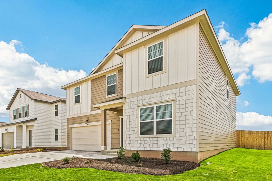Representative exterior photo of a completed home built from the Solstice by Starlight Homes in Cottonwood Creek, San Marcos, TX (Image 23).