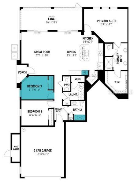 2D floor plan layout of this home in Wellen Park, Venice, FL (Image 4).