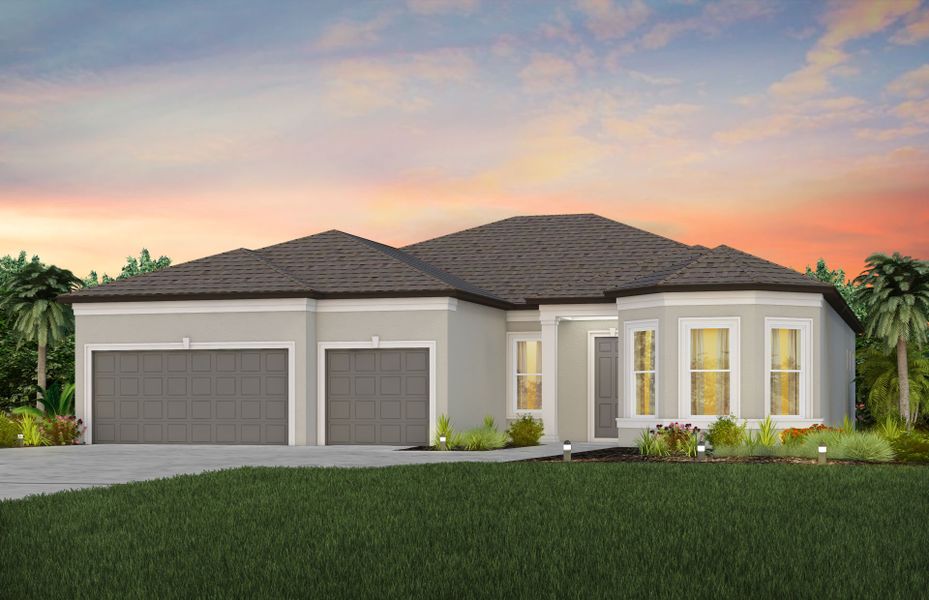 Front exterior of a new home in Del Webb Stone Creek, Ocala, FL, highlighting curb appeal (Image 1). Front exterior of a new home in Del Webb Stone Creek, Ocala, FL, highlighting curb appeal (Image 1).