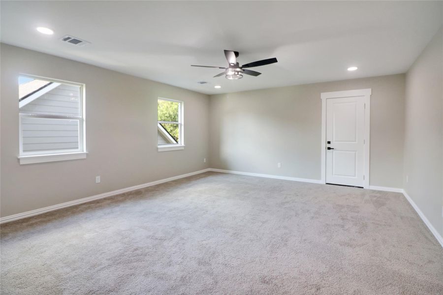 The large 17x19 gameroom upstairs provides the perfect space for movie nights, playtime, or a home gym, plus easy attic access for extra storage. The large 17x19 gameroom upstairs provides the perfect space for movie nights, playtime, or a home gym, plus easy attic access for extra storage.