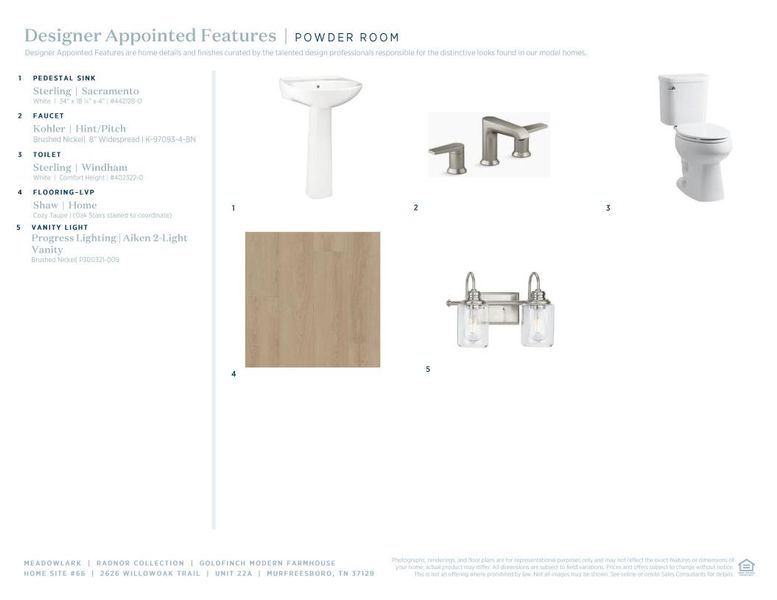 Sample of building materials used in homes in Meadowlark, Murfreesboro (Image 9).