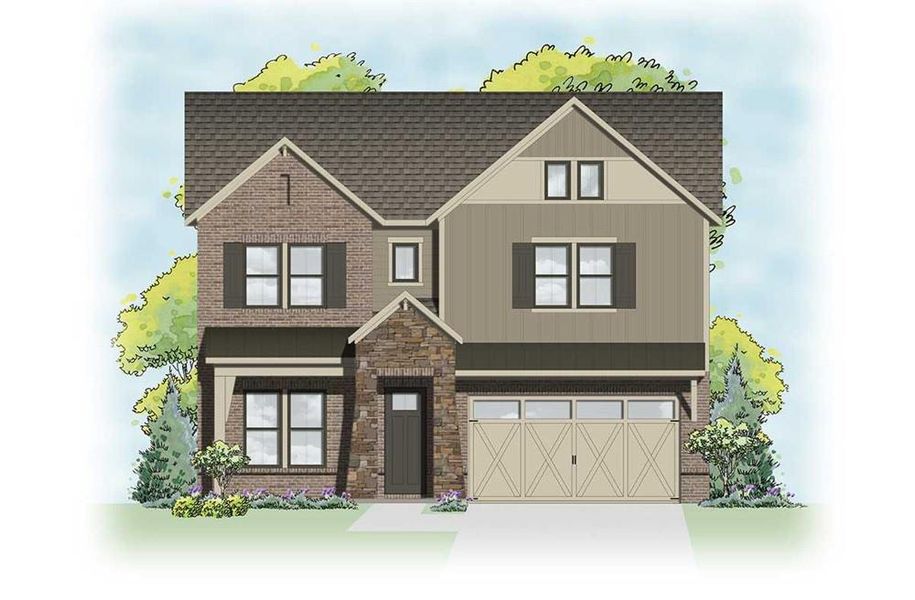 Exterior rendering of this home design in Towson Village, Peachtree City, GA (Image 2). Exterior rendering of this home design in Towson Village, Peachtree City, GA (Image 2).