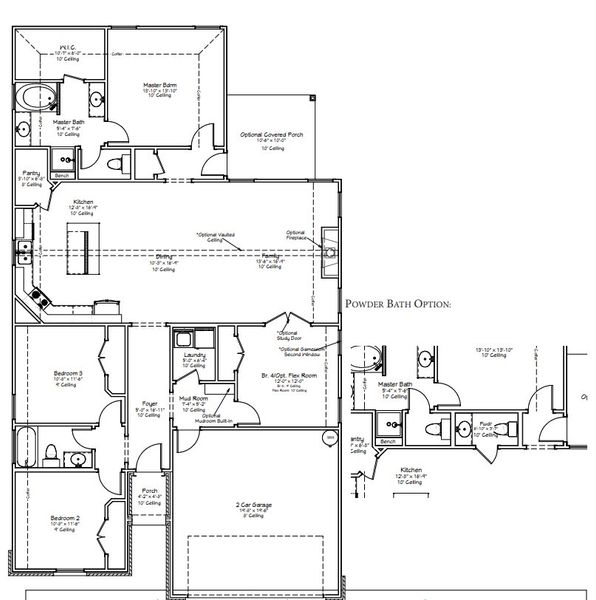 2D floor plan layout for the The Poppy by Avonley Homes in Rudder Pointe, Bryan, TX (Image 4).