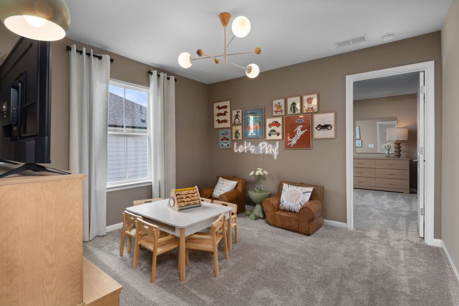 Representative furnished interior of a home built from the Mitchell by Pulte Homes in Wimberly, Willow Spring (Image 7).