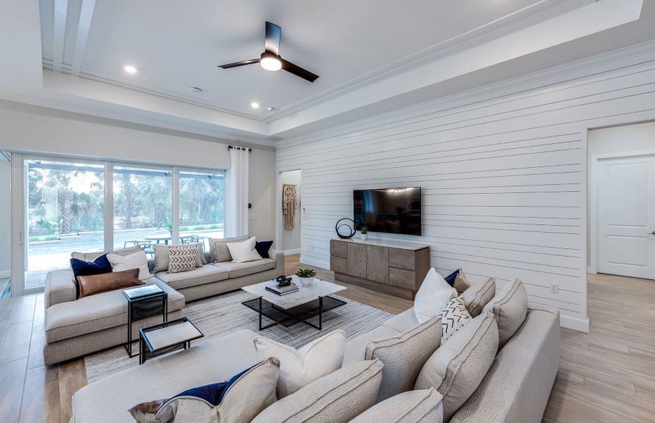 Furnished interior view inside a new home in Del Webb Oak Creek, North Fort Myers (Image 8). Furnished interior view inside a new home in Del Webb Oak Creek, North Fort Myers (Image 8).