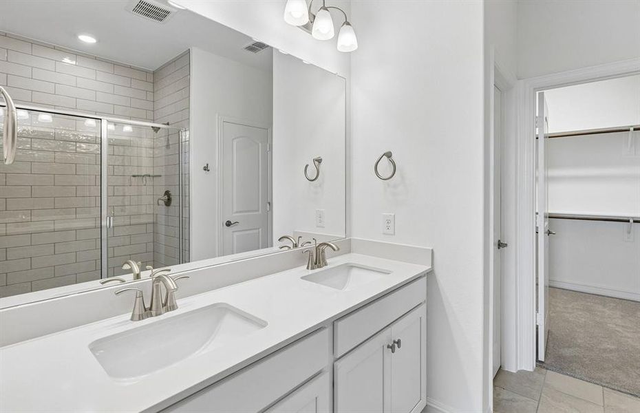 Primary bath with double vanity