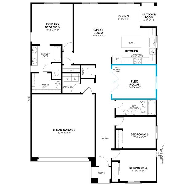 2D floor plan layout of this home in Wildflower at Blossom Rock, Apache Junction, AZ (Image 4).
