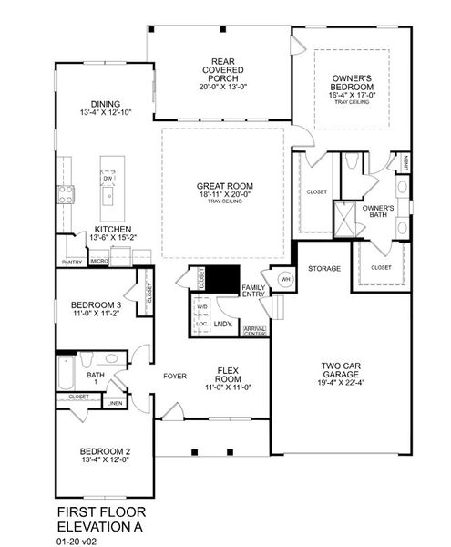 2D floor plan layout for the Savannah by Ryan Homes in Grande Dunes North Village Estates, Myrtle Beach, SC (Image 2).