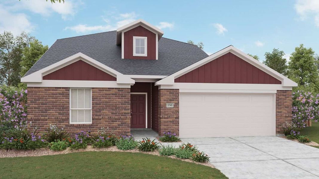 Representative exterior photo of a completed home built from the Meyerson by DRB Homes in Calumet, Jarrell, TX (Image 2).