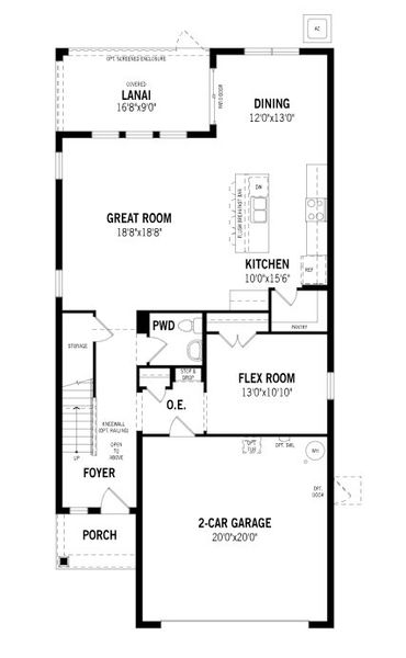 2D floor plan layout for the Lakeshore by Mattamy Homes in Crosswind Ranch, Parrish, FL (Image 4).