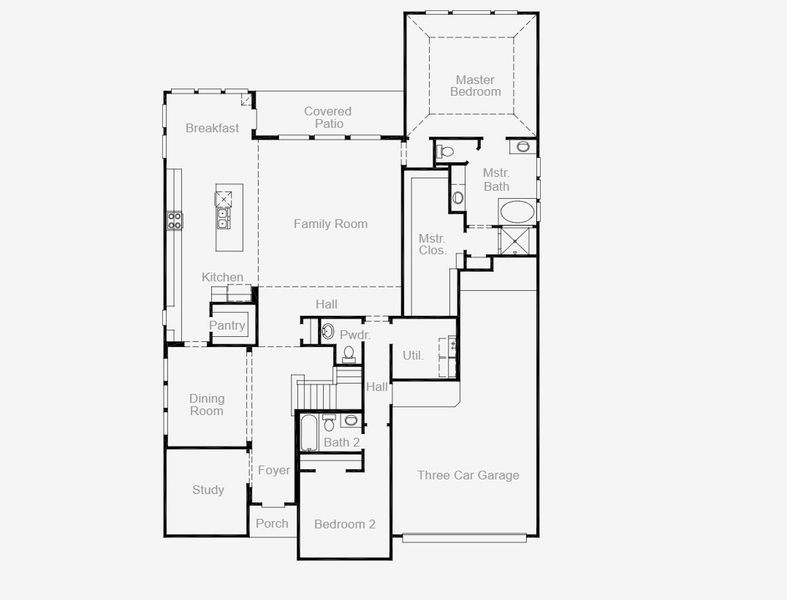 2D floor plan layout for the Haskell - Single Family Homes by Coventry Homes in Parmer Ranch, Georgetown, TX (Image 3). 2D floor plan layout for the Haskell - Single Family Homes by Coventry Homes in Parmer Ranch, Georgetown, TX (Image 3).