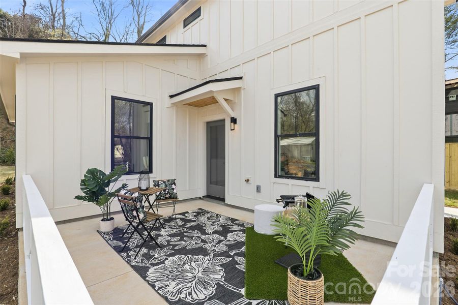 Exterior details and patio area of a home in , Asheville (Image 29).