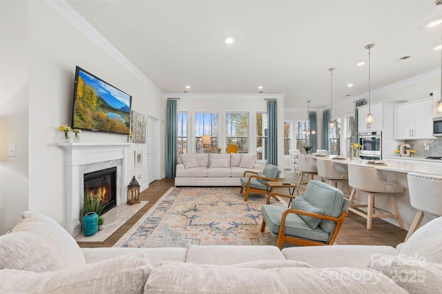 Family room with fireplace