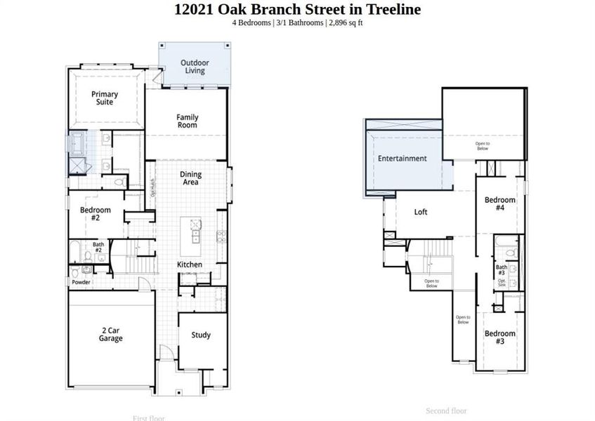 2D floor plan layout of this home in Treeline, Justin, TX (Image 3).